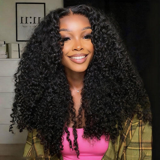 M-Cap Kinky Curly Pre Cut 9x6 HD Lace Wear Go Glueless Wigs Pre Bleached Tiny Knots Kinky Curly Lace Front Wigs Human Hair