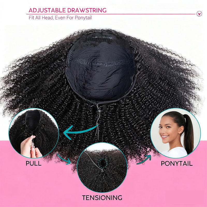 3 In 1 Half Wig | Easy Wear Kinky Straight Half Wig Comfortable Fit No Glue Needed