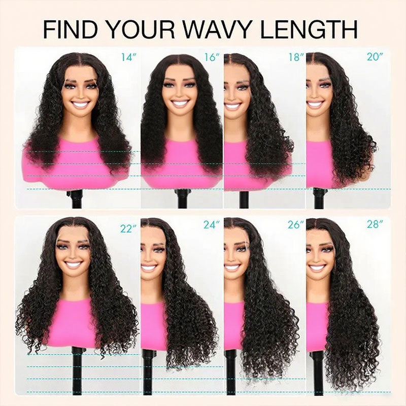 Water Wave Invisi Strap Snug Fit 360 Transparent Lace Frontal Bleached Knots Pre Cut Lace Wig