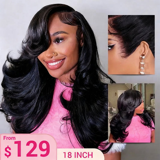 Peacock Curls Pull Go 13x6 Full Glueless Lace Front Wig Pre-Styled Heavy Layers Cut Human Hair