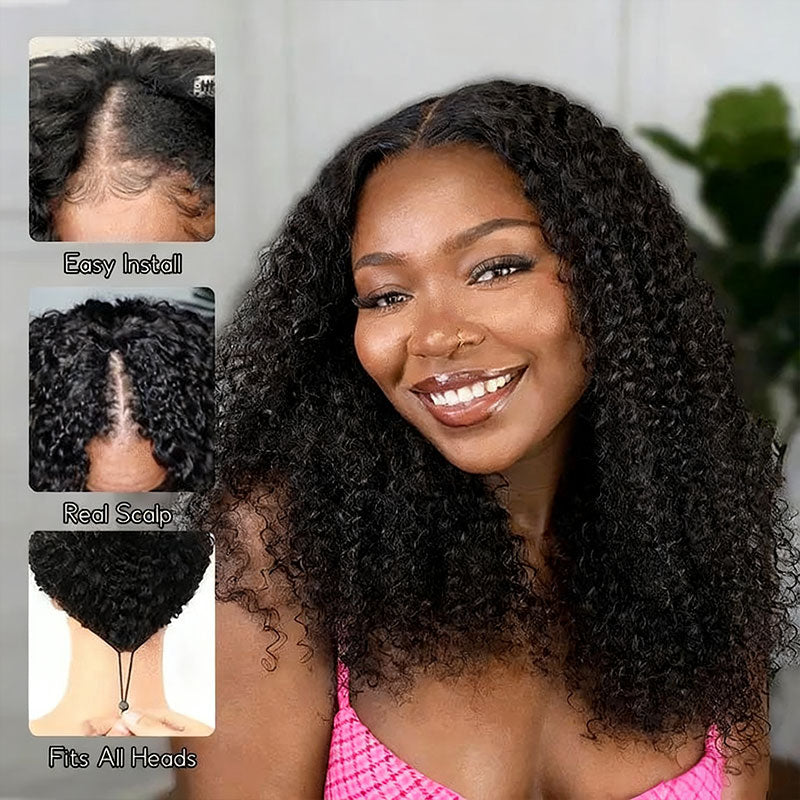 3 In 1 Half Wig | Glueless Install Invisible Deep Wave Half Wig With Breathable Cap