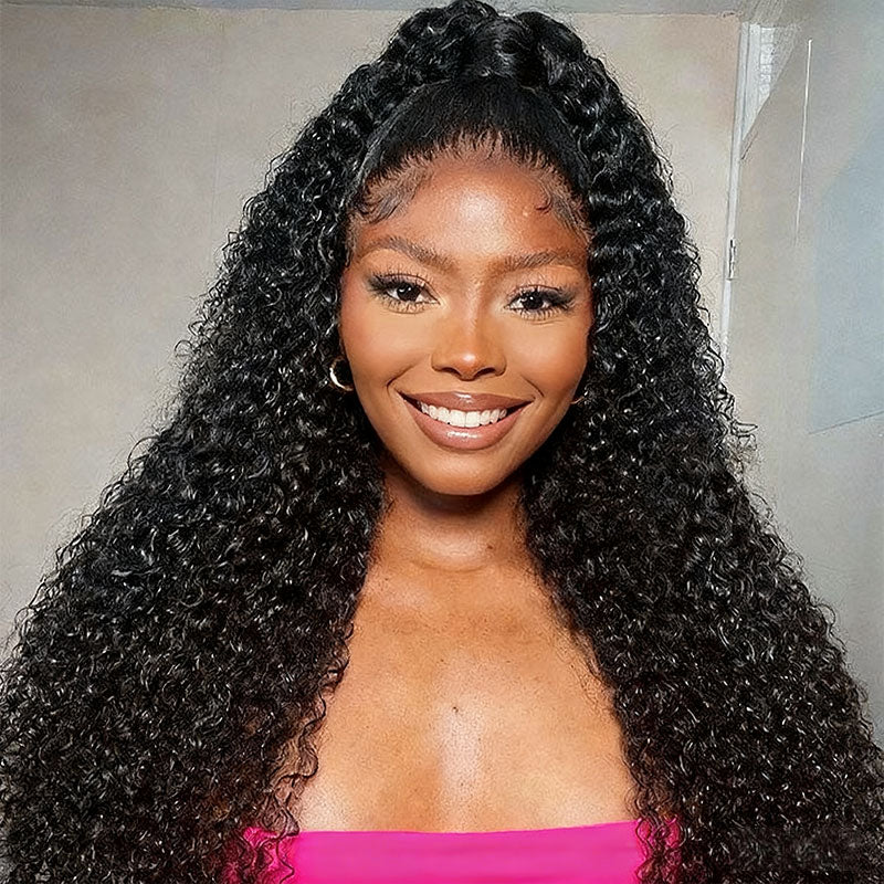 Kinky  Curly Thick Juicy 13*4 Lace Front Wig With Baby Hair Luxury Customization