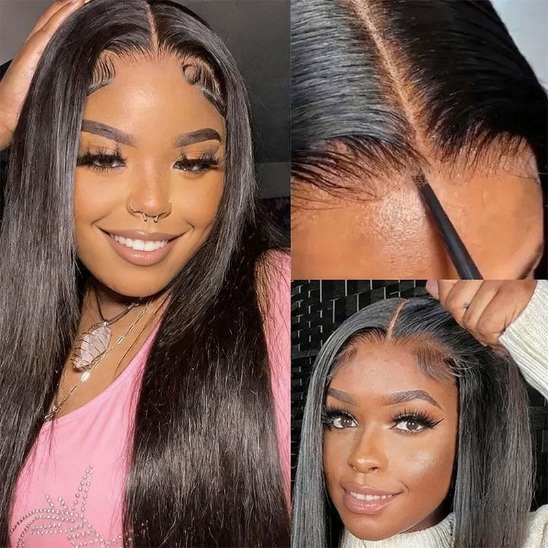 Pull Go 13x6 Full Glueless Wig Transparent Lace Front Wig Straight Brazilian Human Hair
