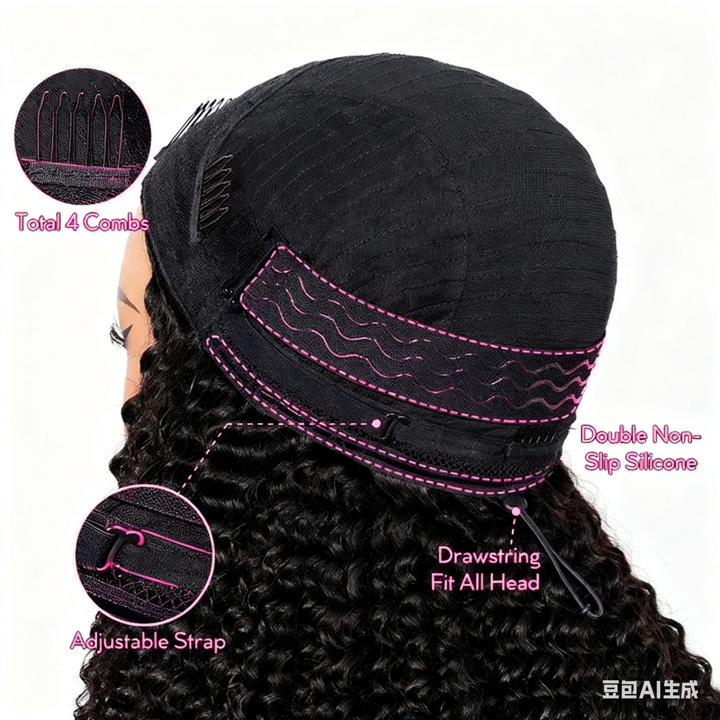 3 In 1 Half Wig | Glueless Install Invisible Deep Wave Half Wig With Breathable Cap