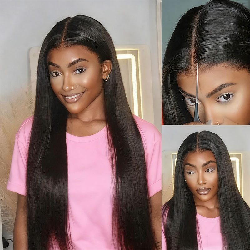 Pull Go 13x6 Full Glueless Wig Transparent Lace Front Wig Straight Brazilian Human Hair