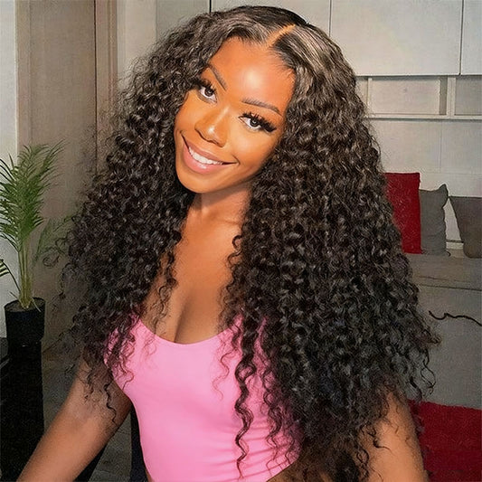 5x7 Lace Closure Wigs kinky curly Wave 12A Grade Human Hair Preplucked Wigs with Baby Hair
