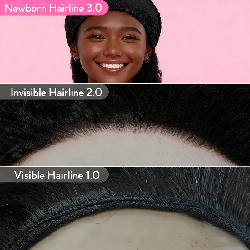 3 In 1 Half Wig | Easy Wear Kinky Straight Half Wig Comfortable Fit No Glue Needed