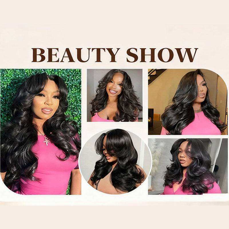 Peacock Curls Pull Go 13x6 Full Glueless Lace Front Wig Pre-Styled Heavy Layers Cut Human Hair