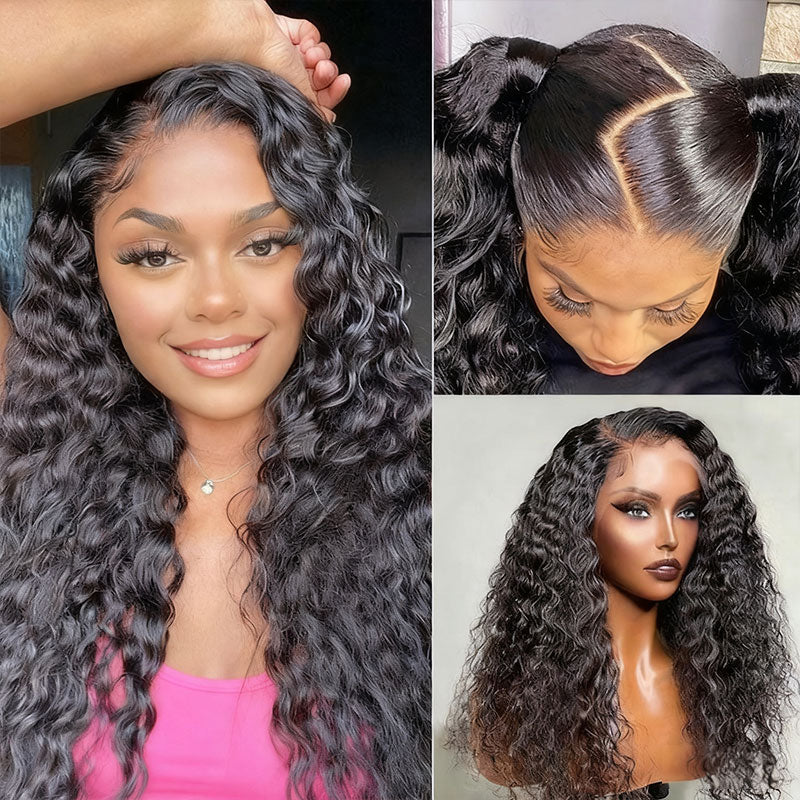 Kinky Curly 4C Edges Invisi Strap Laid Flat 360 Transparent Lace Wig Pre Bleached Knots with Curly Baby Hair All Around